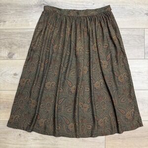Vintage Brown Paisley Midi Skirt Dark Academia A Line Chaus Old Money Twee